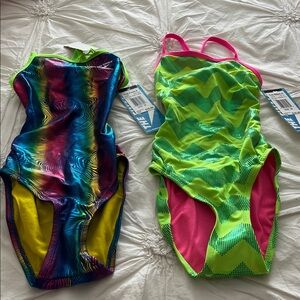 Vibrant Swimsuit Duo - Multicolor and Neon Green